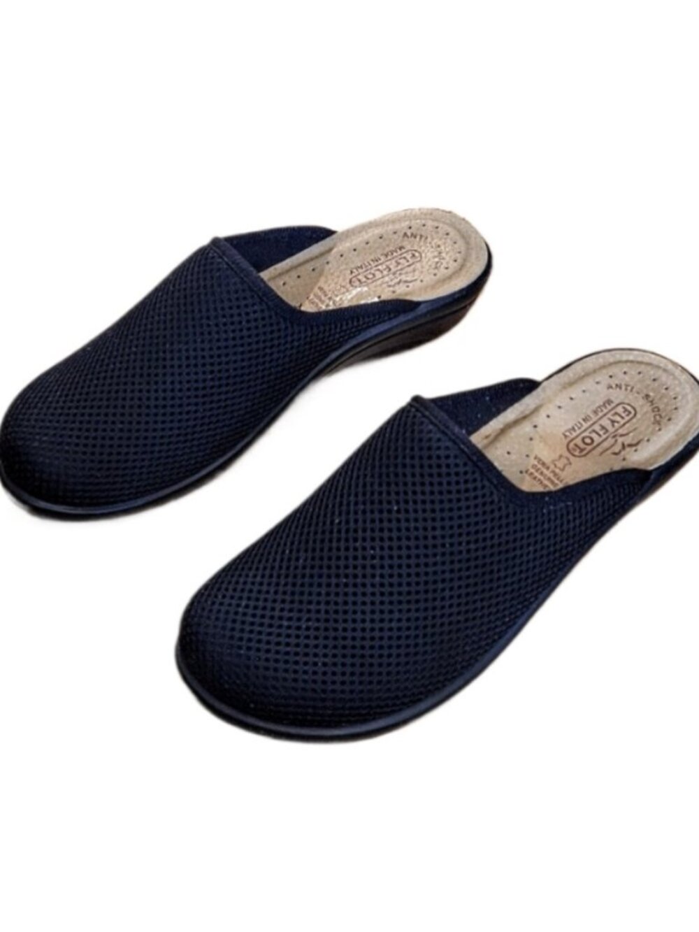 Fly Flot Clogs Mule Size US 8 Slip-on Black Mesh Anatomic Anti Shock